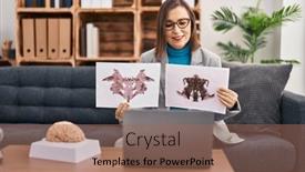  Presentation with psychology - Presentation theme with middle-age-woman-psychologist-having background and a coral colored foreground