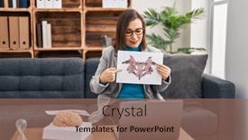  Presentation with psychology - Presentation design having middle-age-woman-psychologist-having background and a coral colored foreground