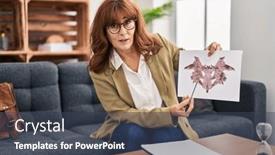  Presentation with psychology medical dementia treatment - Slide deck enhanced with middle-age-woman-psychologist-having background and a tawny brown colored foreground