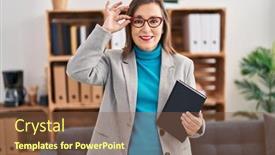  Presentation with psychology - Slide deck enhanced with middle-age-woman-psychologist-smiling background and a tawny brown colored foreground