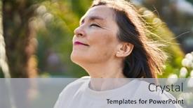  Presentation with breathing - Slide deck featuring middle-age-woman-smiling-confident background and a light gray colored foreground