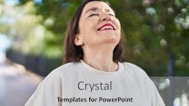  Presentation with breathing - Slides consisting of middle-age-woman-smiling-confident background and a light gray colored foreground