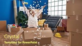  Presentation with foam - Presentation theme enhanced with middle-age-woman-smiling-confident background and a  colored foreground