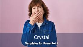  Presentation with sleepiness - Presentation with middle-age-woman-standing-over background and a ocean colored foreground