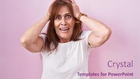  Presentation with woman hands open - Slides consisting of middle-age-woman-standing-over background and a lemonade colored foreground