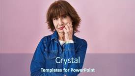  Presentation with pink nails - PPT theme having middle-age-woman-standing-over background and a ocean colored foreground