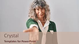  Presentation with acceptance - Theme featuring middle-age-woman-standing-over background and a coral colored foreground