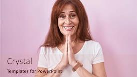  Presentation with forgiveness - Presentation consisting of middle-age-woman-standing-over background and a coral colored foreground