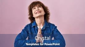  Presentation with praying hands - Slides consisting of middle-age-woman-standing-over background and a ocean colored foreground