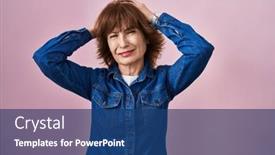  Presentation with headache - Presentation theme featuring middle-age-woman-standing-over background and a ocean colored foreground