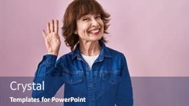  Presentation with saying - Presentation enhanced with middle-age-woman-standing-over background and a ocean colored foreground