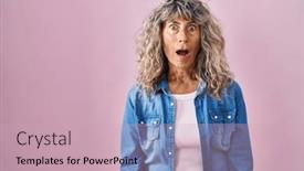  Presentation with fear - PPT layouts consisting of middle-age-woman-standing-over background and a soft green colored foreground