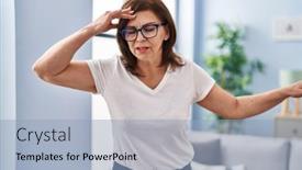  Presentation with home - PPT theme with middle-age-woman-suffering-dizzy background and a light blue colored foreground