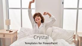  Presentation with age discrimination - Slide deck with middle-age-woman-waking-up background and a lemonade colored foreground