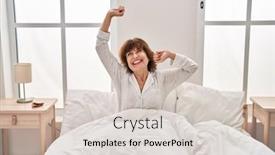  Presentation with age related disorders - Presentation design enhanced with middle-age-woman-waking-up background and a lemonade colored foreground