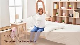  Presentation with neolithic age old - Presentation design having middle-age-woman-waking-up background and a coral colored foreground