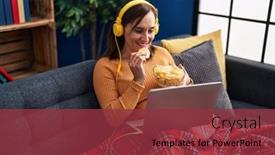  Presentation with movie - Presentation enhanced with middle-age-woman-watching-movie background and a tawny brown colored foreground