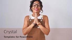  Presentation with forgiveness - Presentation design with middle-age-woman-wearing-apron background and a red colored foreground