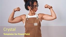  Presentation with apron - PPT layouts consisting of middle-age-woman-wearing-apron background and a  colored foreground