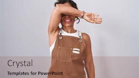  Presentation with blind - Slides featuring middle-age-woman-wearing-apron background and a tawny brown colored foreground