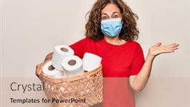  Presentation with coronavirus - Cool new theme with middle-age-woman-wearing-coronavirus backdrop and a coral colored foreground