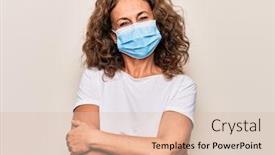  Presentation with epidemic - Cool new presentation theme with middle-age-woman-wearing-coronavirus backdrop and a lemonade colored foreground