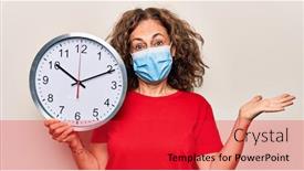  Presentation with coronavirus - Colorful presentation design enhanced with middle-age-woman-wearing-coronavirus backdrop and a red colored foreground