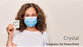  Presentation with confident love - PPT theme with middle-age-woman-wearing-coronavirus background and a lemonade colored foreground