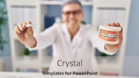  Presentation with dentist - Presentation with middle-age-woman-wearing-dentist background and a light gray colored foreground