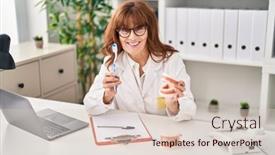  Presentation with dentist - Slides consisting of middle-age-woman-wearing-dentist background and a lemonade colored foreground
