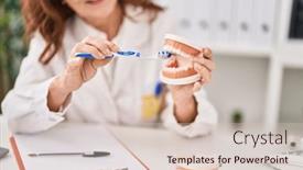  Presentation with teaching - PPT theme featuring middle-age-woman-wearing-dentist background and a lemonade colored foreground