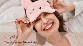  Presentation with sleep - Slides consisting of middle-age-woman-wearing-funny background and a coral colored foreground