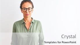  Presentation with simple green - Presentation enhanced with serious expression on face simple background and a pink colored foreground