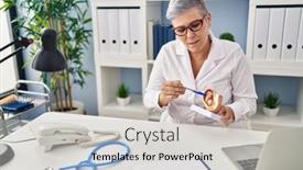  Presentation with gynecologist - PPT layouts enhanced with middle-age-woman-wearing-gynecologist background and a light gray colored foreground