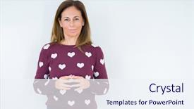  Presentation with stone cross all things work together - Slide deck enhanced with middle age woman wearing heart background and a  colored foreground