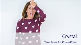  Presentation with memory - Slide deck with middle age woman wearing heart background and a sky blue colored foreground