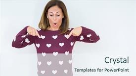  Presentation with advertisement - Colorful slide set enhanced with middle age woman wearing heart backdrop and a  colored foreground