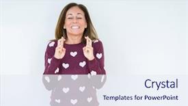  Presentation with hope - PPT theme enhanced with middle age woman wearing heart background and a sky blue colored foreground