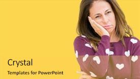  Presentation with depression - Colorful presentation enhanced with middle age woman wearing heart backdrop and a yellow colored foreground