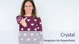  Presentation with friendly - Amazing slide deck having middle age woman wearing heart backdrop and a sky blue colored foreground