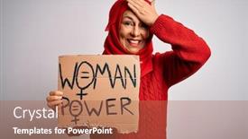  Presentation with woman muslim - Presentation theme with middle-age-woman-wearing-muslim background and a coral colored foreground