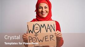  Presentation with women rights - Amazing slide set having middle-age-woman-wearing-muslim backdrop and a coral colored foreground