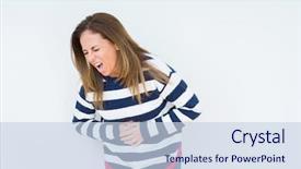  Presentation with stomach disease - Cool new presentation theme with middle age woman wearing navy backdrop and a sky blue colored foreground