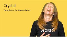  Presentation with crazy - Amazing PPT theme having middle age woman wearing rock backdrop and a  colored foreground
