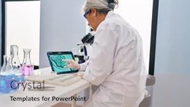  Presentation with embryo - PPT layouts with middle-age-woman-wearing-scientist background and a light gray colored foreground