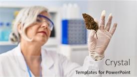  Presentation with scientist - PPT layouts with middle-age-woman-wearing-scientist background and a light gray colored foreground