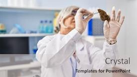  Presentation with scientist - Theme with middle-age-woman-wearing-scientist background and a light gray colored foreground