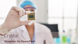  Presentation with processor - Slide set featuring middle-age-woman-wearing-scientist background and a soft green colored foreground