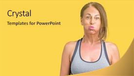  Presentation with woman sport - Beautiful slides featuring middle age woman wearing sport backdrop and a  colored foreground