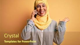  Presentation with hijab - Colorful PPT layouts enhanced with middle-age-woman-wearing-traditional backdrop and a tawny brown colored foreground